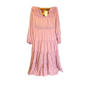 Entro Elizabeth Flowy MIDI Pink Dress Size Small